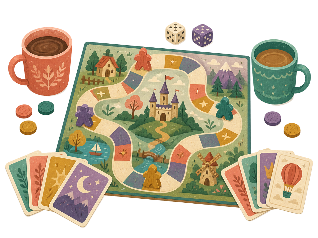 Ilustrácia hracieho stola so spoločenskou hrou
